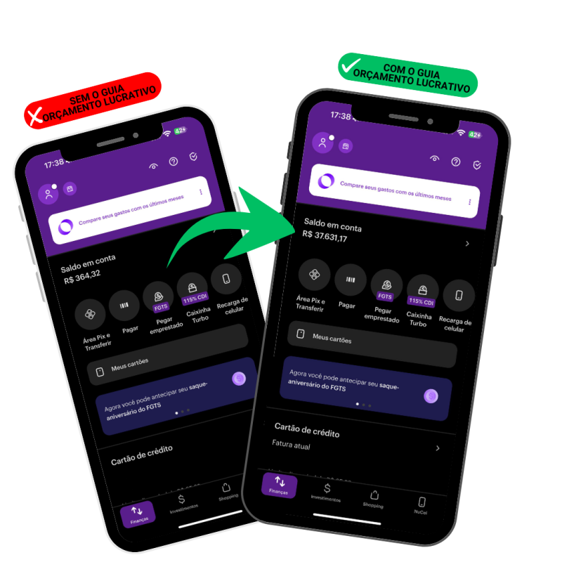 CONTAS ANTES E DEPOIS